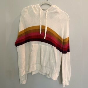 Faherty Women's Cream Hoodie with Multicolor Stripes